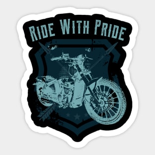 Ride With Pride Motorcycle Vintage Biker Sticker